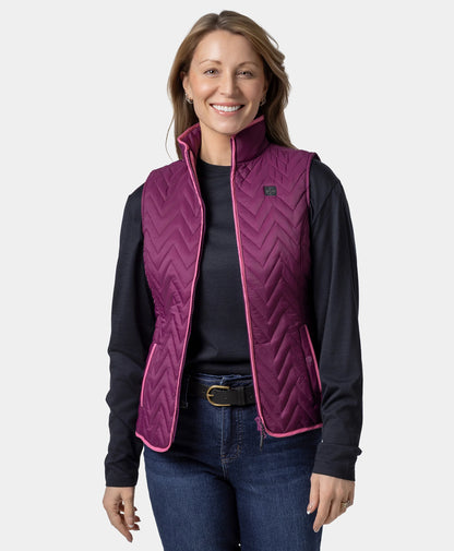 Women's Heated Chevron Quilted Vest - Purple