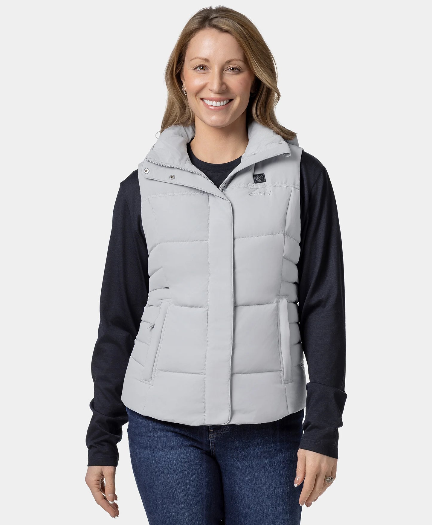 Women's Heated Down Vest - Grey