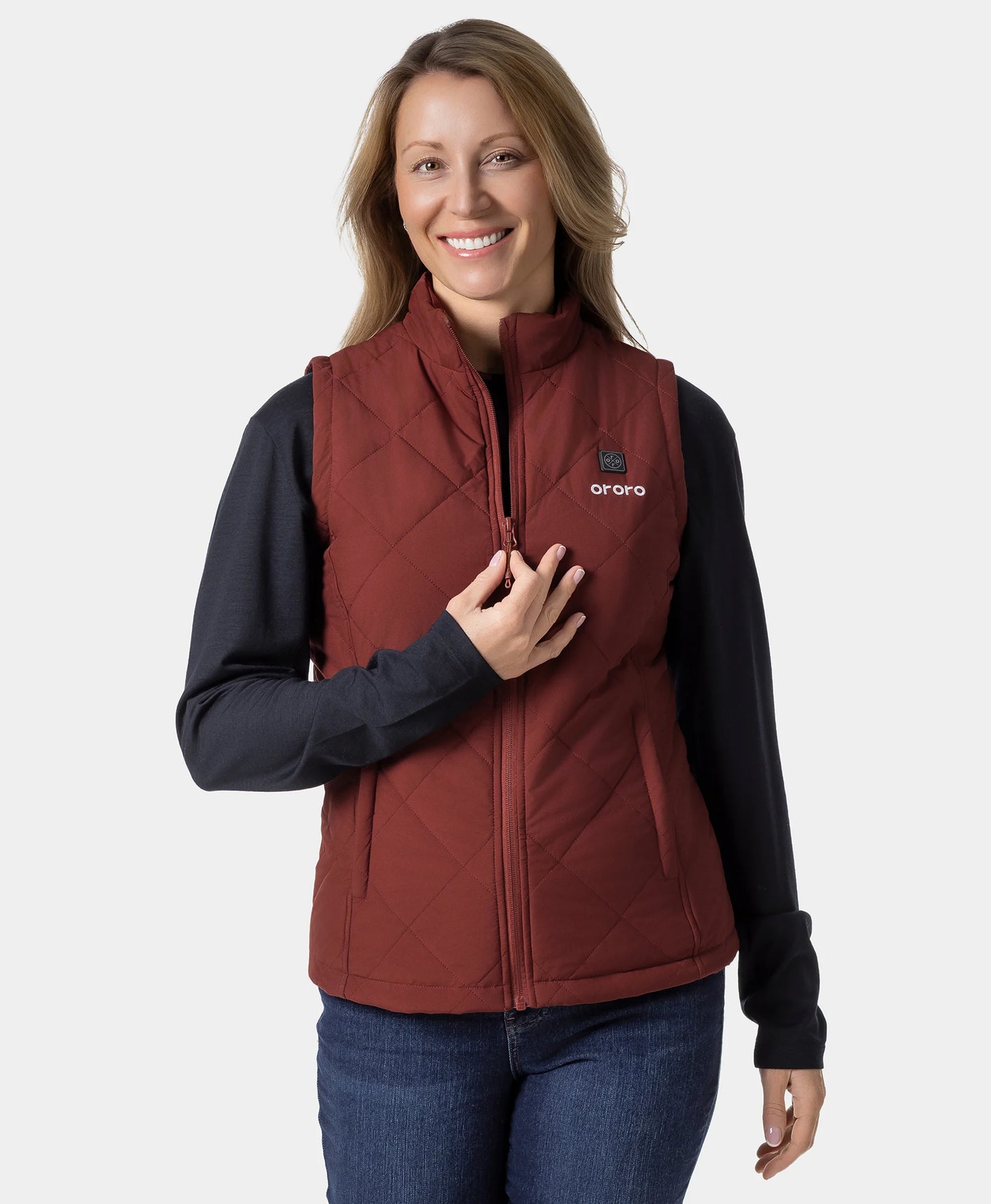 Women's Heated Quilted Vest - Drak Red 