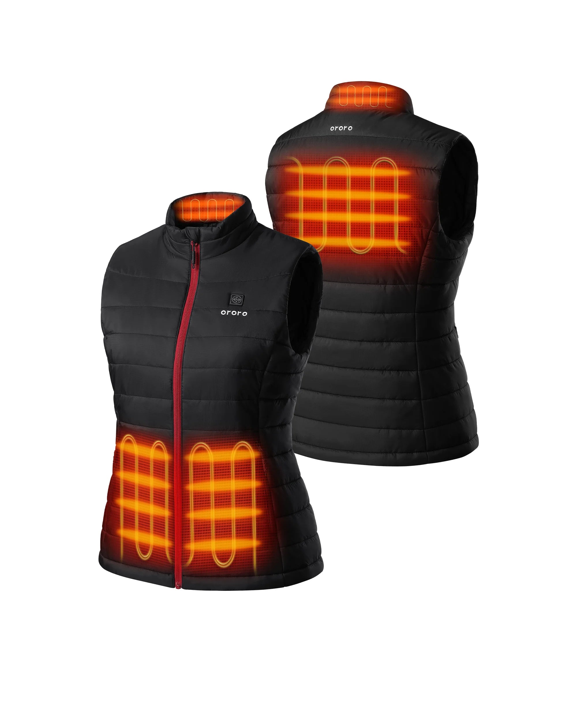 4 Heating Zones (Left & Right Hand Pockets, Mid-Back, and Collar)