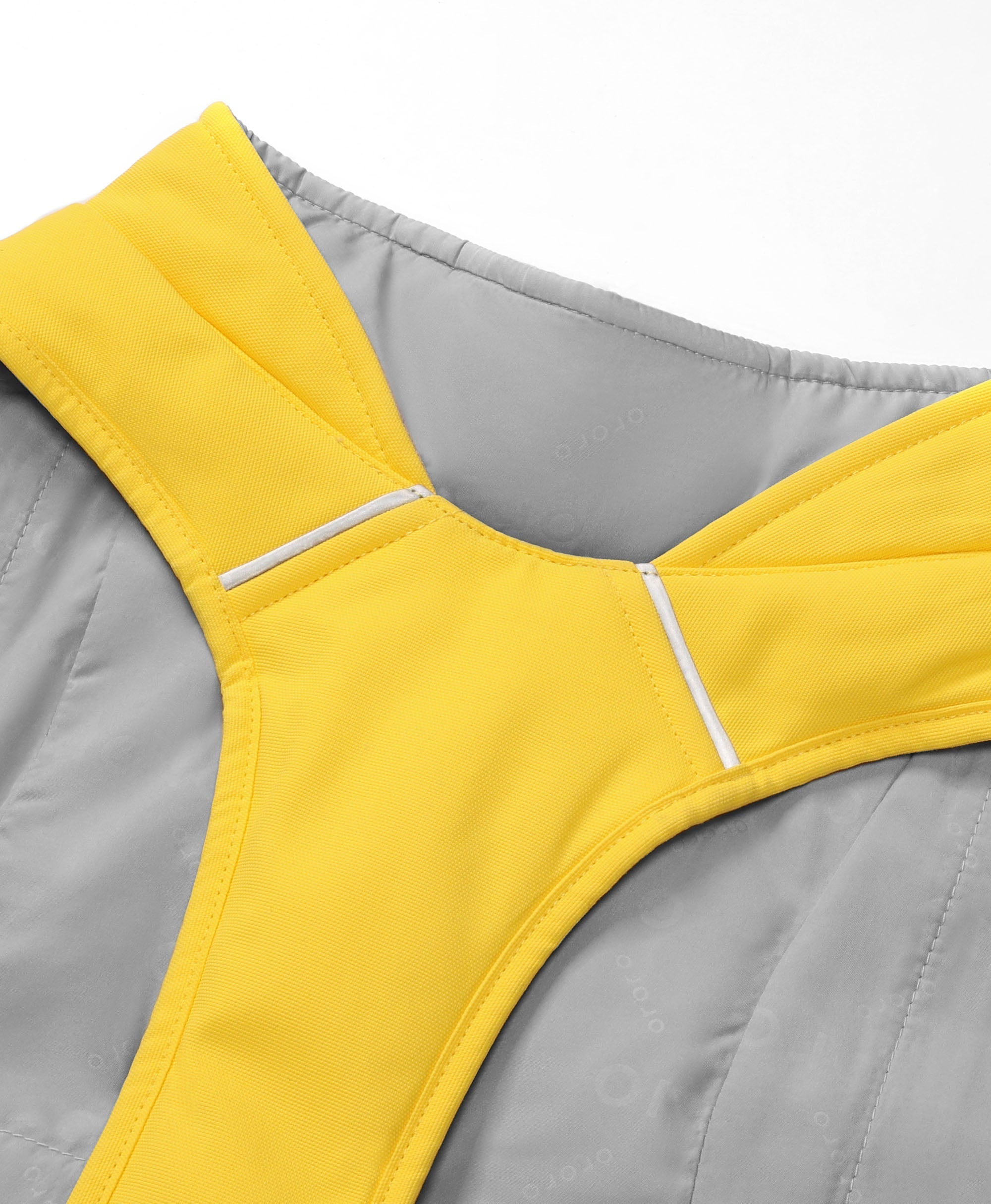 Reflective strips under the collar