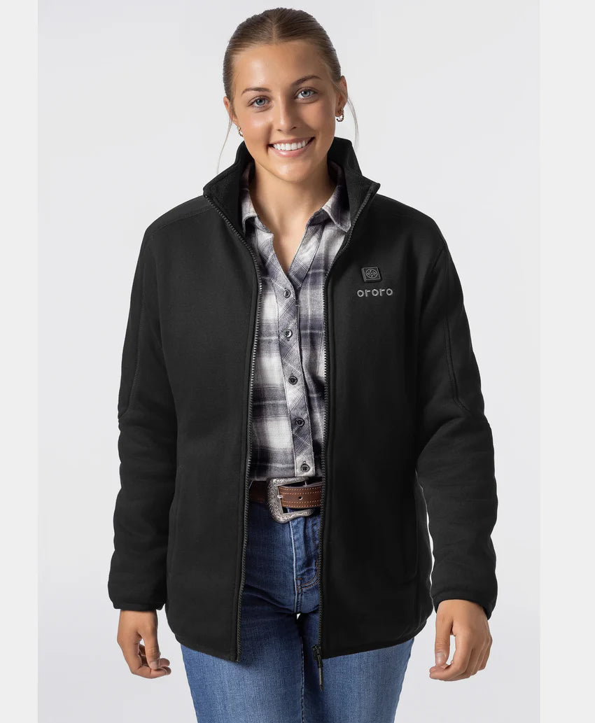 Beheizbare Fleece-Jacke mit durchgehendem Reißverschluss für Damen