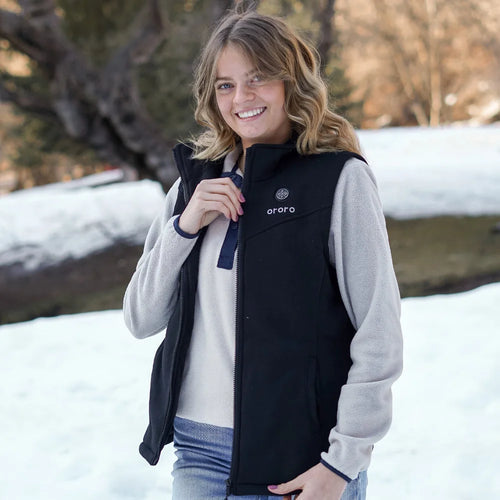 Women's Heated Fleece Vest - Black