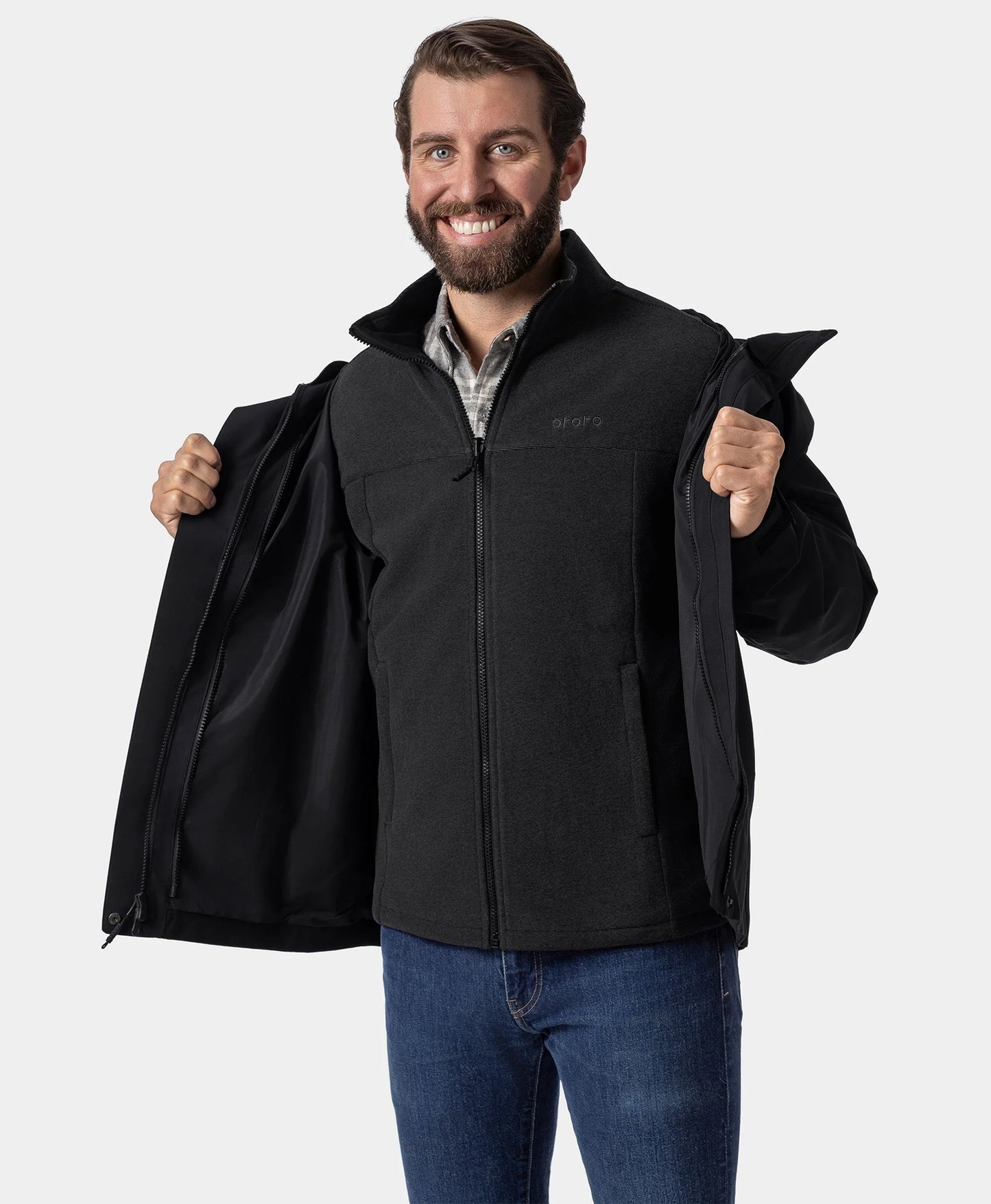 River Ridge Herren 3-in-1 beheizte Jacke mit Fleecefutter