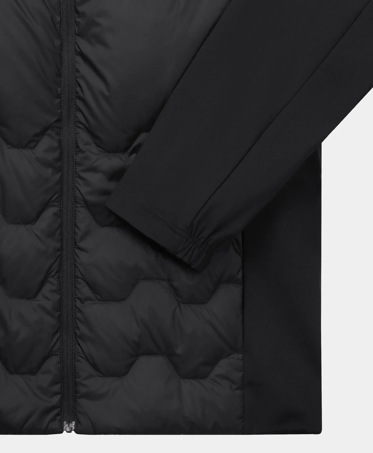 Stretch knit side panels and sleeves