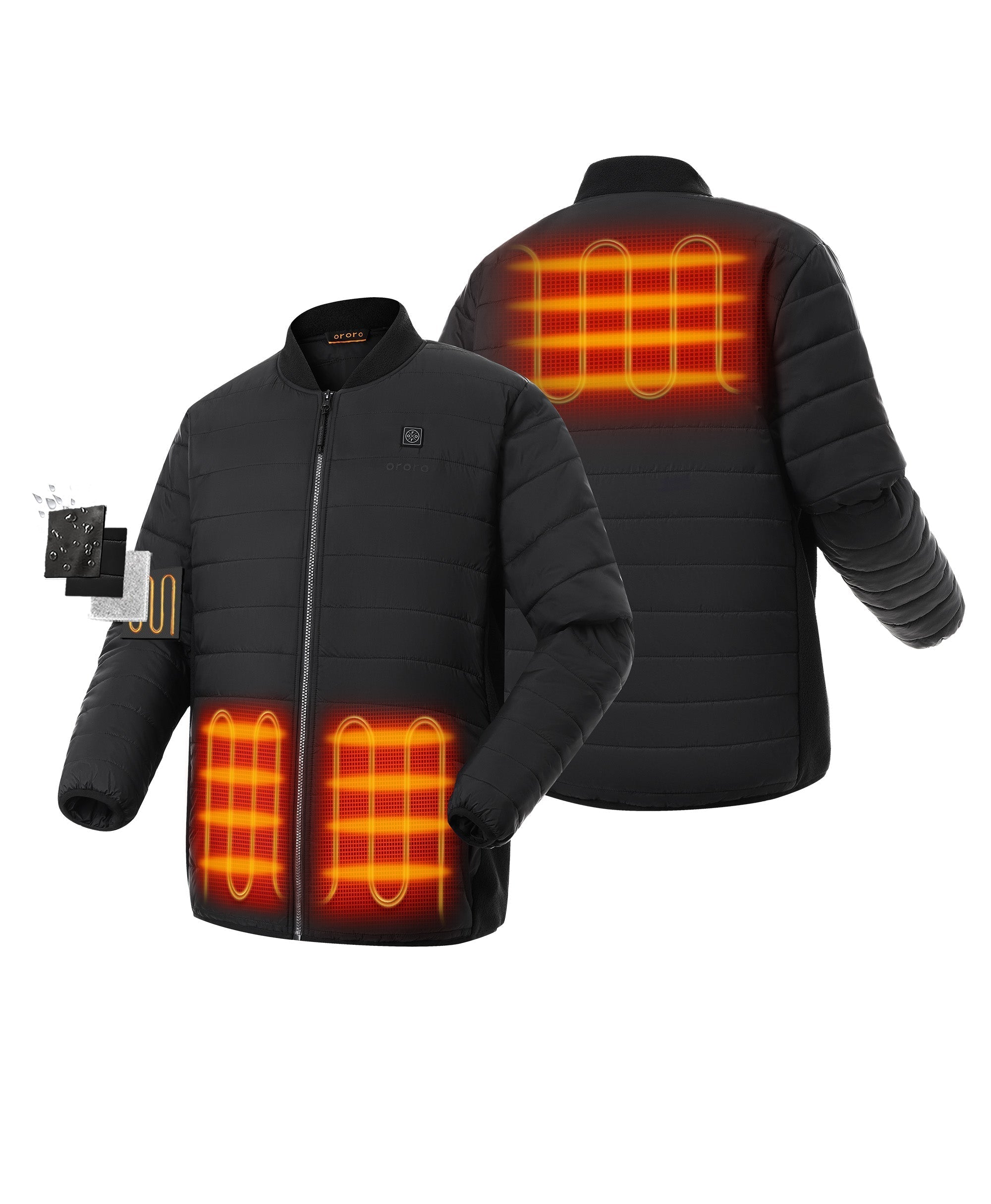 Endverkauf - PuffLyte Männer beheizbare Leichte Jacke - Schwarz, Thumbnail 2
