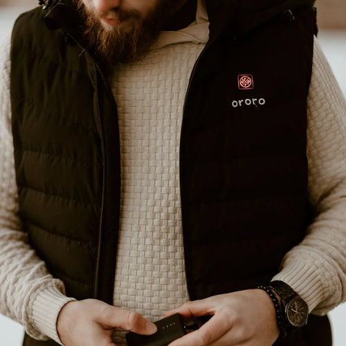 Men's Heated Lightweight Down Vest - Black