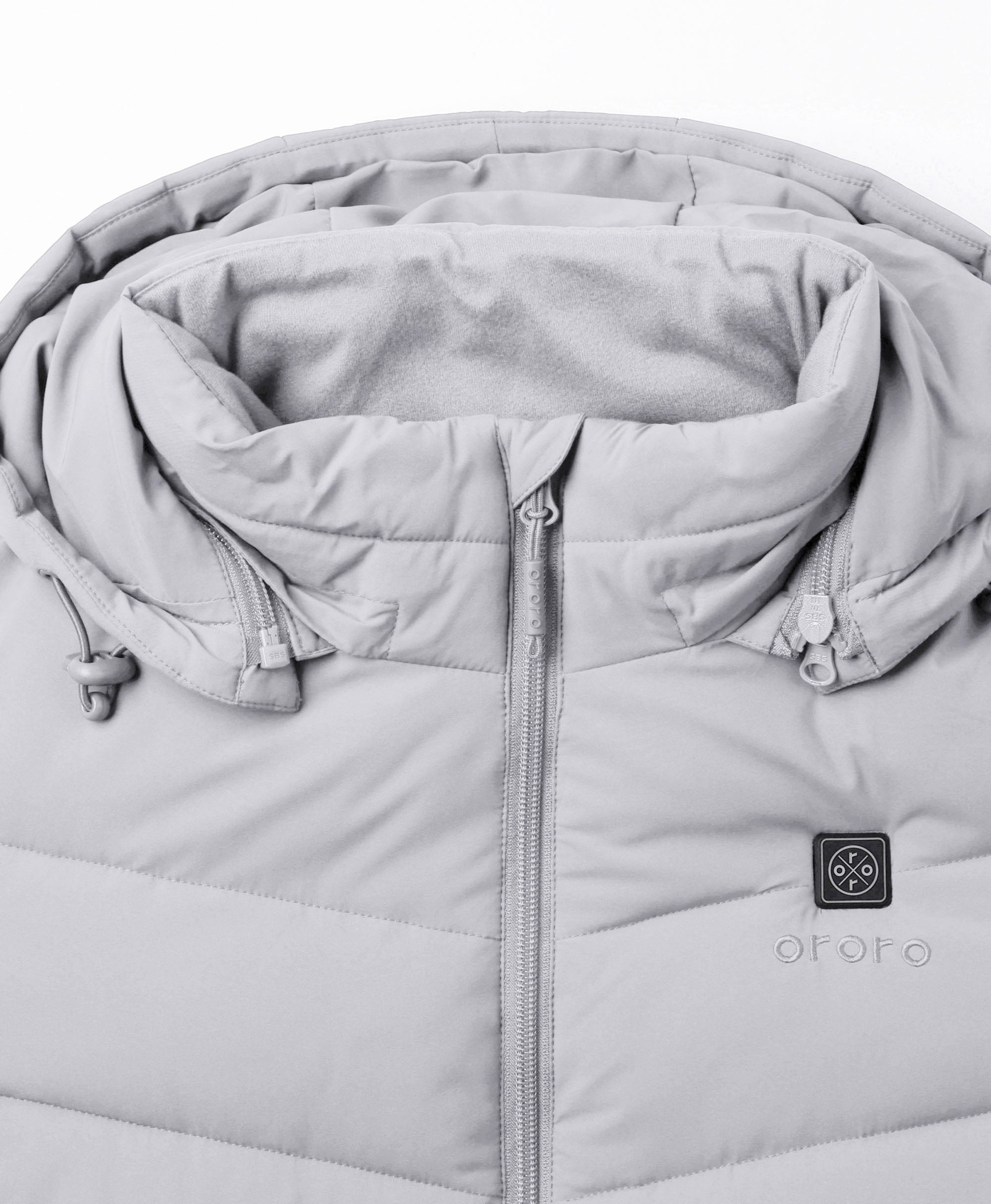 Frauen beheizbare Puffer-Parka-Jacke - Schwarz/Weiß/Grau/Rot, Thumbnail 8