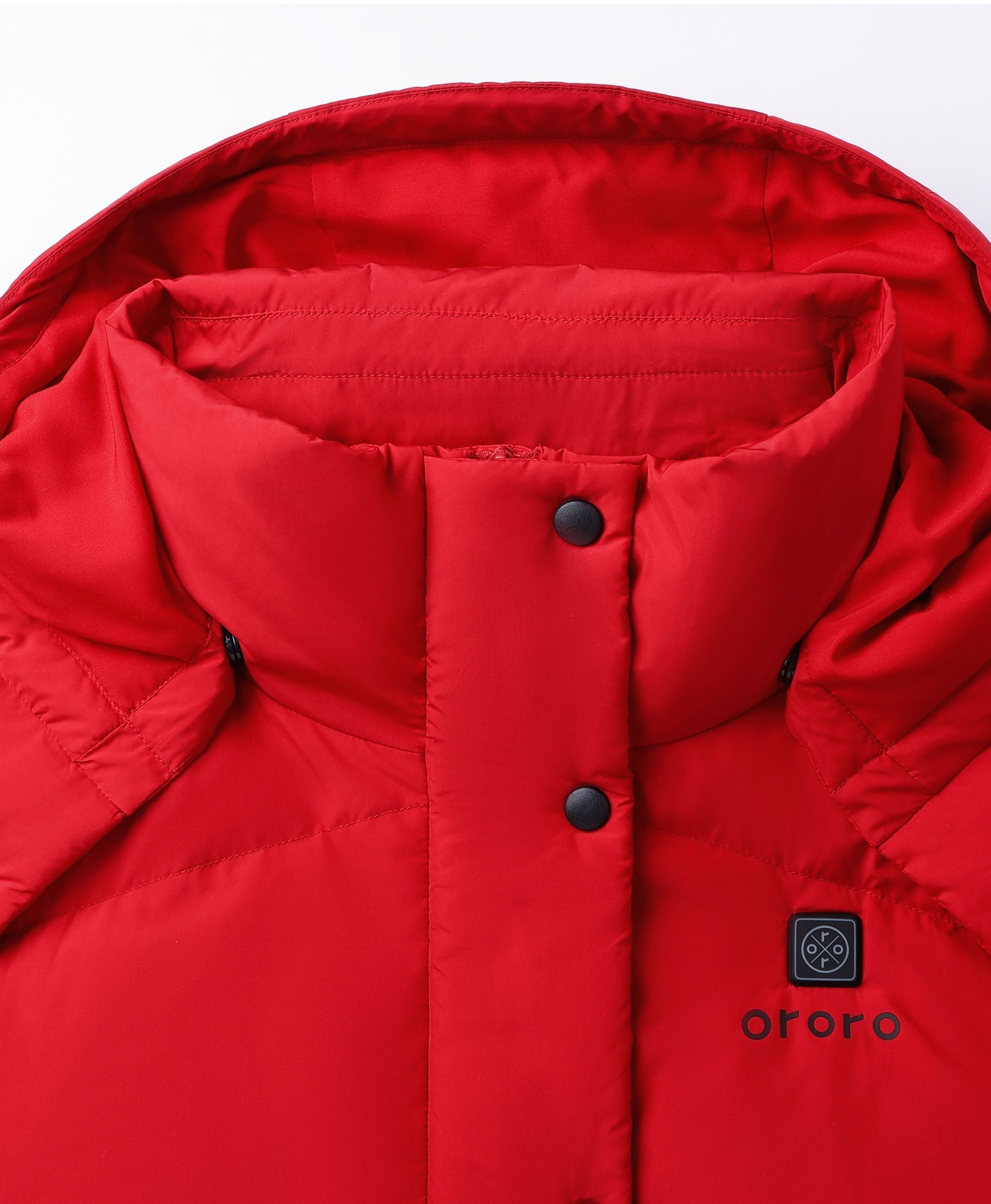 (Open-Box) Women's Heated Cropped Puffer Down Vest - Black / Red, Thumbnail 17