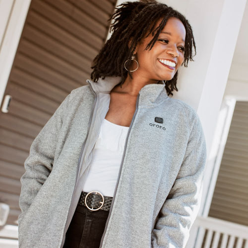 Women's Heated Full-Zip Fleece Jacket - Gray