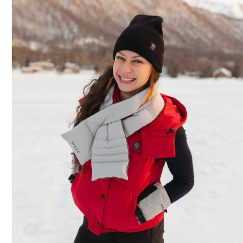 Women's Heated Cropped Puffer Down Vest - Red