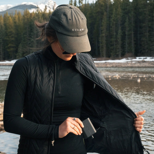 Women's Heated Chevron Quilted Vest - Black
